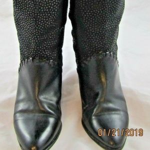 VINTAGE TED LAPIDUS Black Leather Knee High Boots